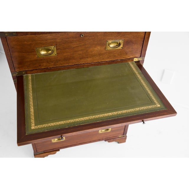 English Campaign Chest & Secretary in Mahogany With Brass Fittings For Sale - Image 16 of 18