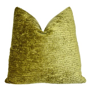 Peridot Chenille 20x20 Throw Pillow With Feather Down Insert For Sale