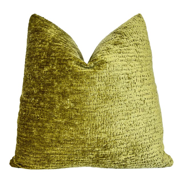 Peridot Chenille 20x20 Throw Pillow With Feather Down Insert For Sale