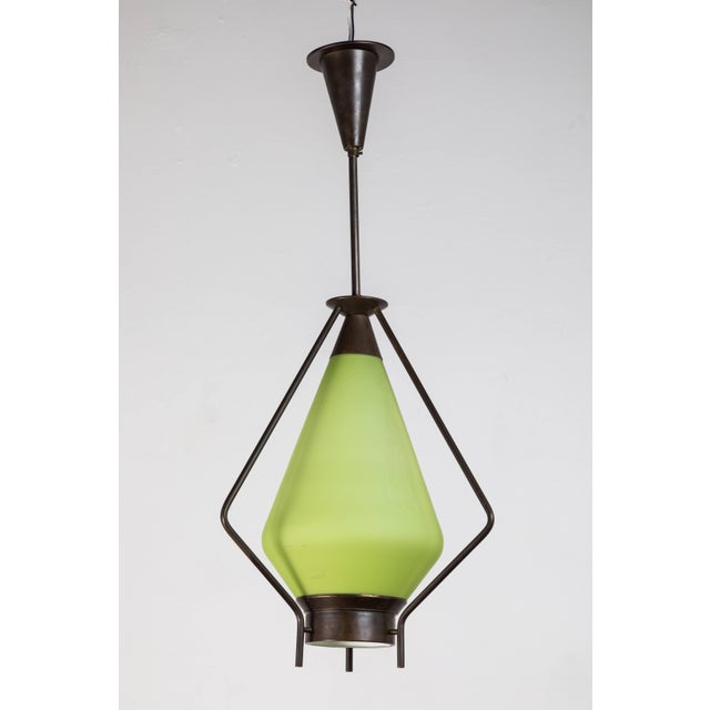 Mid-Century Green Glass Pendant For Sale In Los Angeles - Image 6 of 7