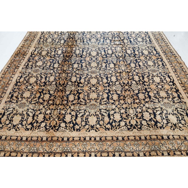 Ivory Authentic Persian Kirman Handmade Wool Rug For Sale - Image 8 of 8