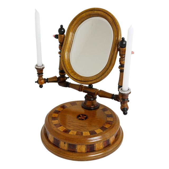 Oak Vanity Table with Candlesticks, 1890s For Sale