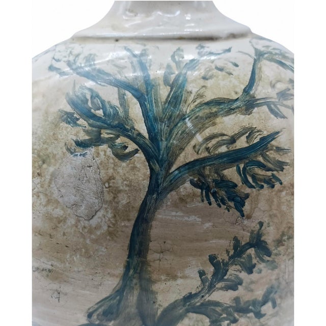 Hand-Painted Majolica Ceramic Bottle, 1890s For Sale - Image 3 of 11