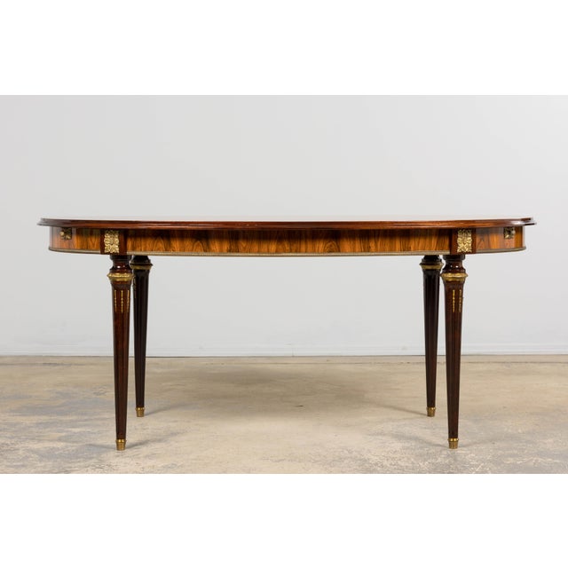 French Antique French Louis XVI Style Rosewood Dining Table With Floral Inlay For Sale - Image 3 of 18