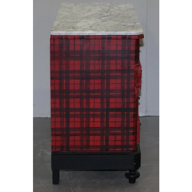Victorian Chest of Drawers with Scottish Tartan Wrap & Marble Top For Sale - Image 15 of 18