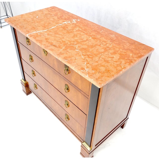 Late 20th Century Baker 4 Drawer Marble Top Neoclassical Empire Revival Console Chest Dresser MINT For Sale - Image 5 of 15