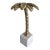 Gold Brass Metal Palm Tree Alabaster Marble Block Sculpture For Sale