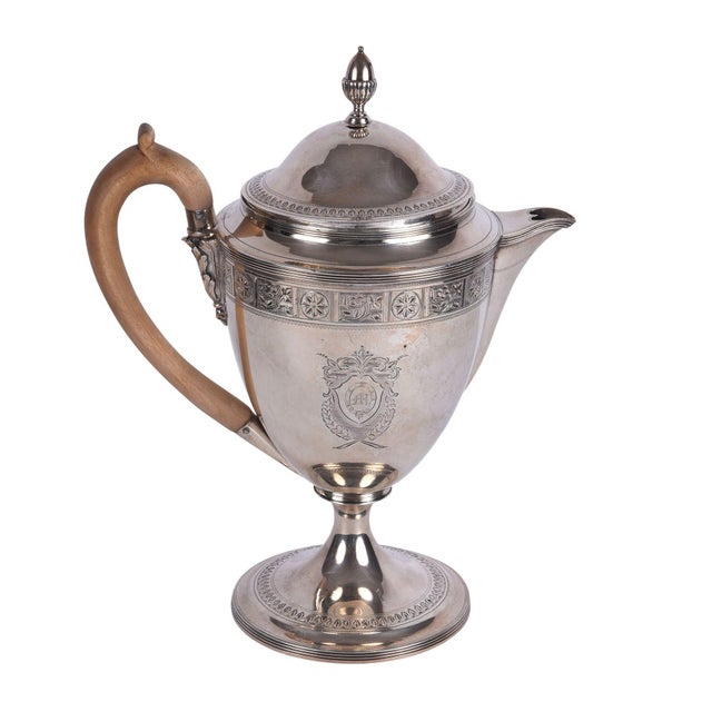 English 1796 Henry Chawnere & John Emes Sterling Silver Coffee Pot For Sale - Image 3 of 10