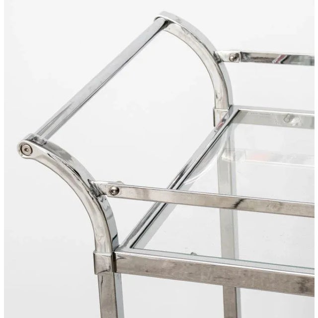 Modern Modern Chrome & Glass 2-Tiered Bar Cart For Sale - Image 3 of 12