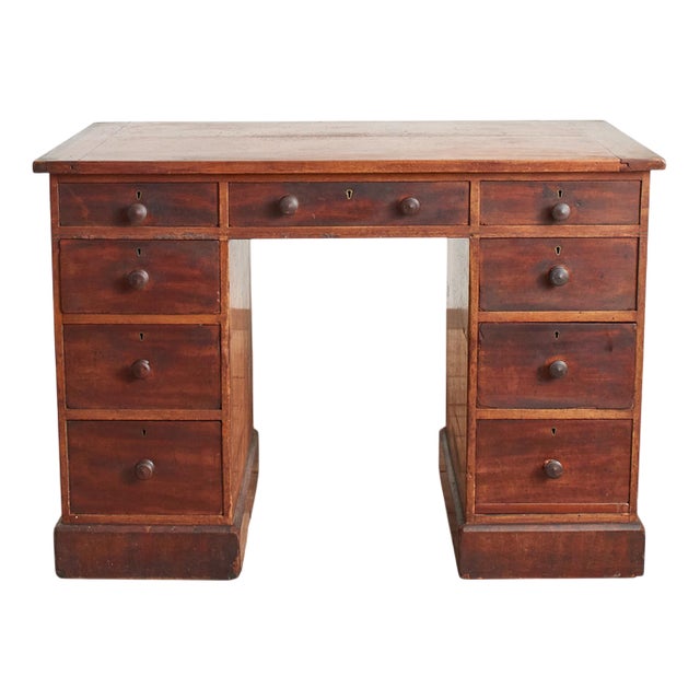 Vintage Victorian Pedestal Writers Desk, 1930s For Sale