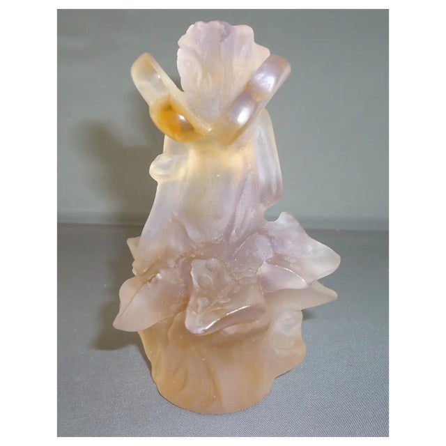Blush Daum France “Fée Iris” Pâte De Verre Crystal Fairy Sculpture, Signed Art Glass Figurine For Sale - Image 8 of 8
