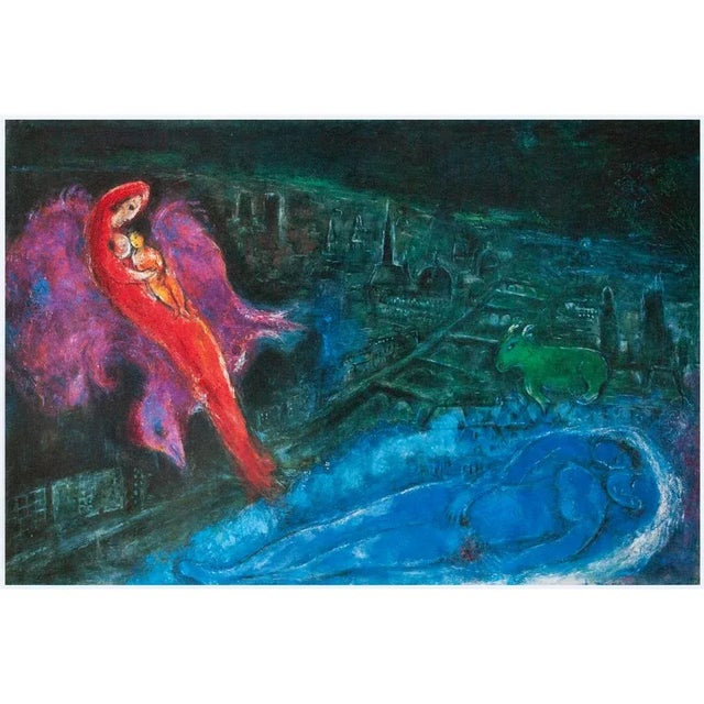 A gorgeous first edition poster after oil on canvas painting "The Seine Bridges" (1954) by Marc Chagall. Printed on one...