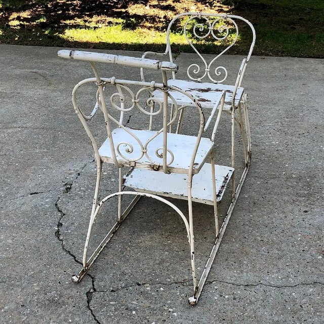 Antique Wrought Iron Sleigh in Country French Style For Sale - Image 9 of 10