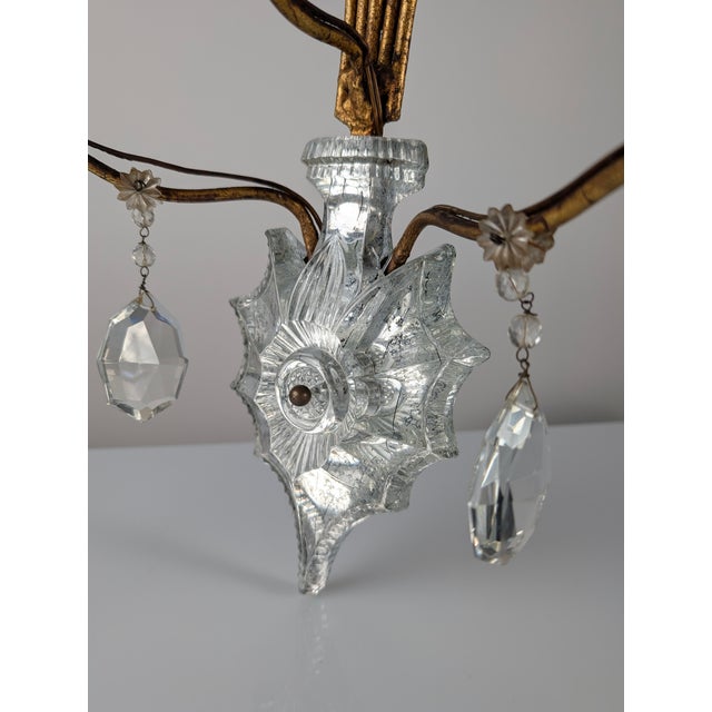 Large Italian Wall Light in Carved Crystal from Maison Baguès, 1950s For Sale - Image 9 of 10