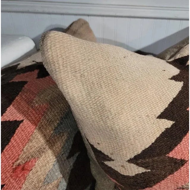 Late 19th Century 19Thc Early Hand Woven Eye Dazzler Pillows -Pair For Sale - Image 5 of 6