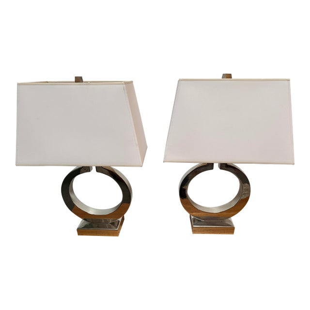 Contemporary Ring Form Table Lamps, Pair For Sale