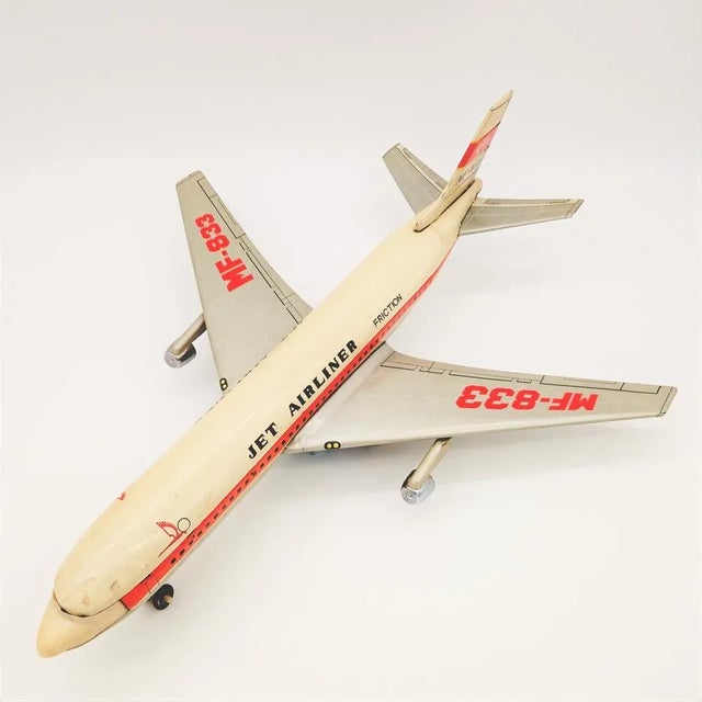 Red Tin Toy Aircraft Jet Airliner Mf 833, 1960s For Sale - Image 8 of 9