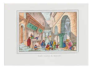 Unknown, Bazaar In Algeria, Lithograph, 1846