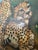 Chinoiserie Warren Long Monumental Signed Cheetah Painting in Artist-Made Salvaged Tin Frame, 68” For Sale - Image 3 of 8