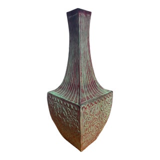 1980s Roman Style Brushed Bronze Steel Vase For Sale