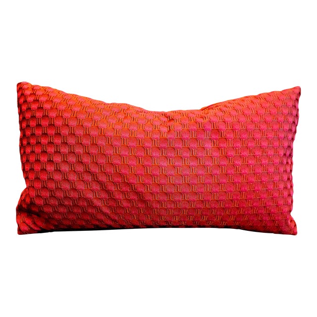 Pollack Iridecsent Geometric Persimmon/Gold Fabric Throw Pillow For Sale