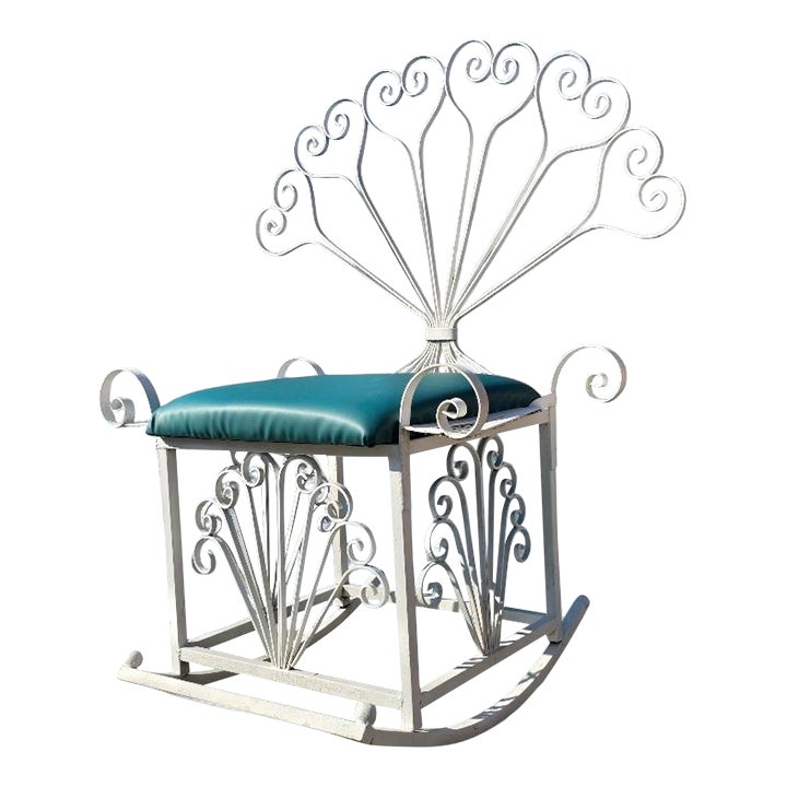 Vintage Wrought Iron Peacock Rocking Chair | Chairish
