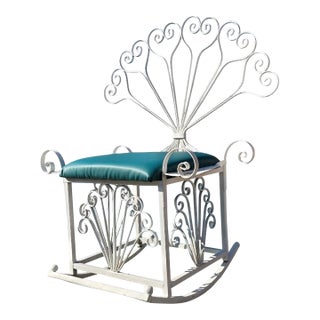 Vintage Wrought Iron Peacock Rocking Chair For Sale