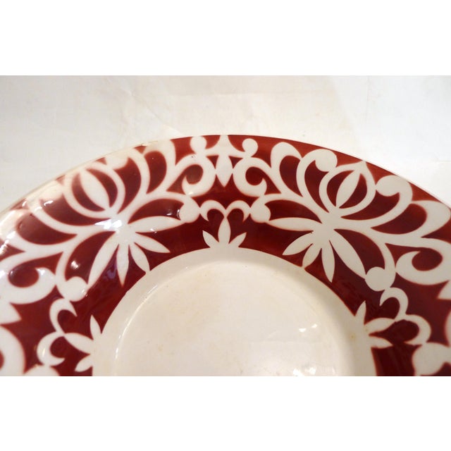 Salad Bowl with Stylized Floral Stencil Decoration by Digoin Sarreguemines, 1950s For Sale - Image 6 of 12