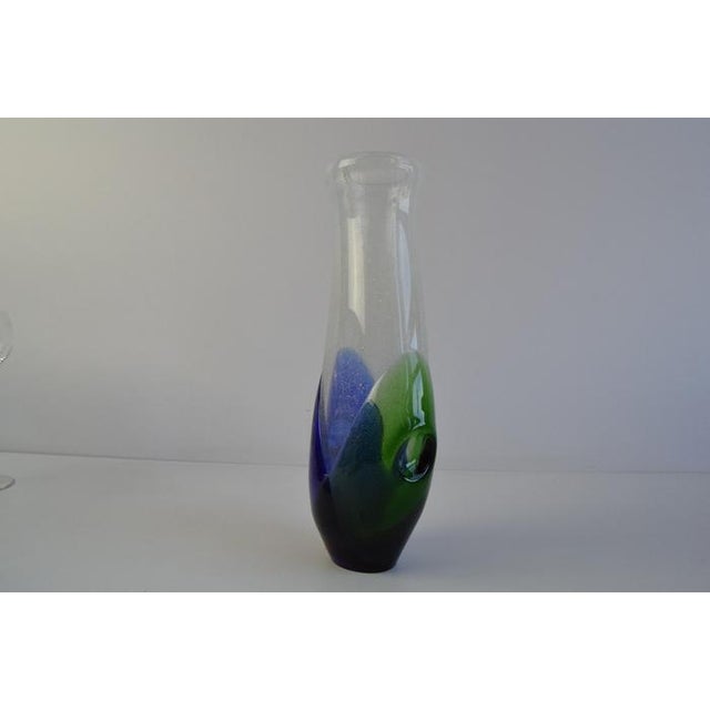 Czech Blue and Green Sommerso Art Glass Vase, 1970s For Sale - Image 3 of 12