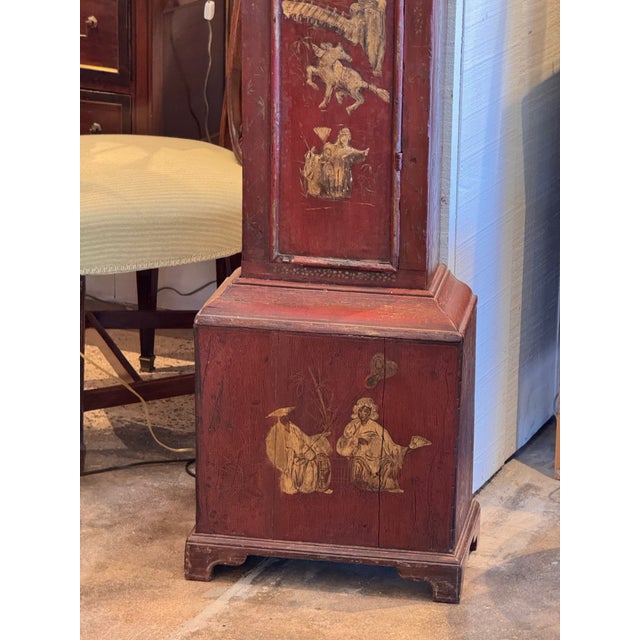 18th Century George II Red Chinoiserie Clock For Sale - Image 4 of 12