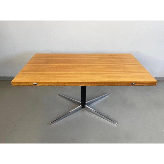Mid-Century Adjustable Dining or Coffee Table in Nutwood Veneer and Chrome by Wilhelm Renz, 1975 For Sale - Image 14 of 17