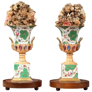 Louis Philippe Porcelain Medici Vases, Set of 2