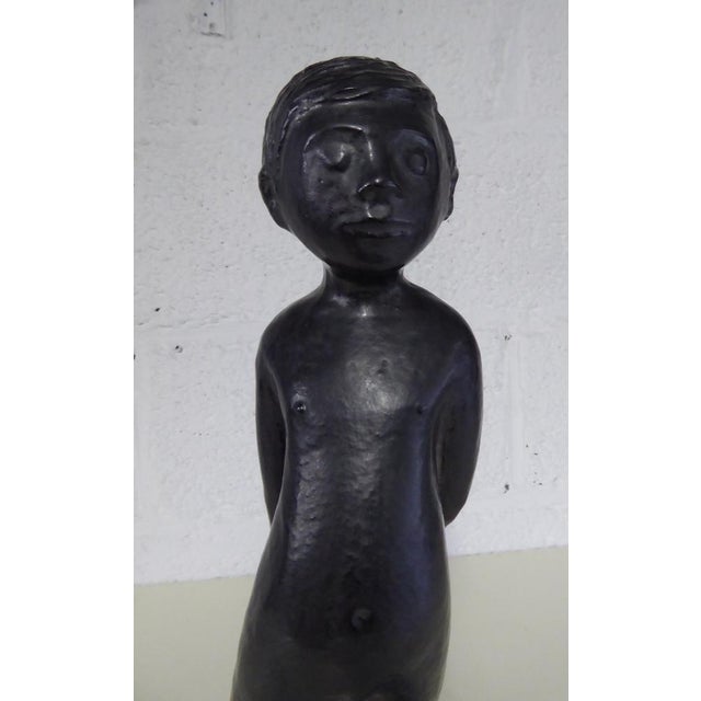 Ceramic Boy Sculpture attributed to Elie Van Damme for Perignem, 1960s For Sale - Image 4 of 15