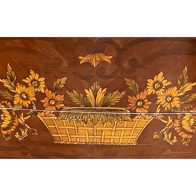 Brown Early 20th Century Louis XV Style Demi Lune Marquetry Commode With Marble Top For Sale - Image 8 of 12