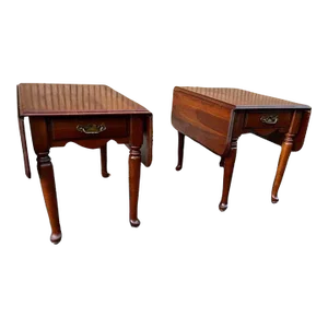 Pair of Federal Style Solid Cherry Drop Leaf Side Tables