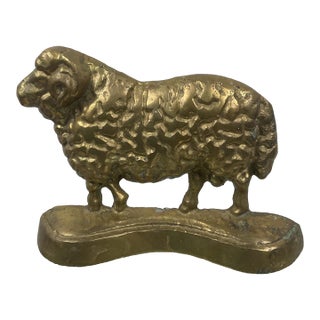 Antique Brass English Sheep Doorstop For Sale