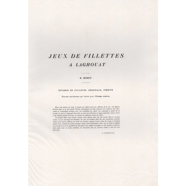 Alphonse-Étienne Dinet, Nasreddine Dinet, Étienne Dinet, Jeux De Fillettes, 1898, Lithograph & Paper For Sale - Image 4 of 6