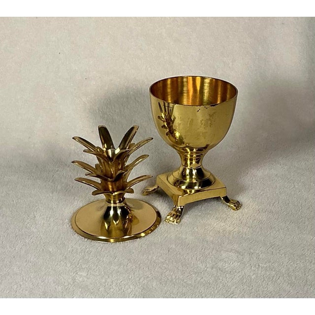 Mid 20th Century Vintage Mid-Century Hollywood Regency Solid Brass Pineapple Lidded Urn/Ginger Jar For Sale - Image 5 of 12