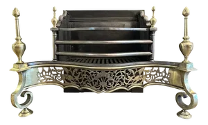 Antique English Regency Style Brass and Steel Fire Grate, 1880
