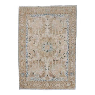 Vintage Neutral Kashan Mini Mat Rug - 2'2" x 3' For Sale