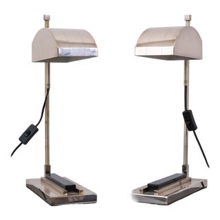 Table Lamps in Nickel Plated Brass and Granit by Marcel Breuer, 1920s, Set of 2 For Sale