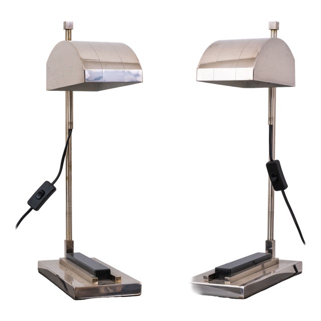 Table Lamps in Nickel Plated Brass and Granit by Marcel Breuer, 1920s, Set of 2 For Sale
