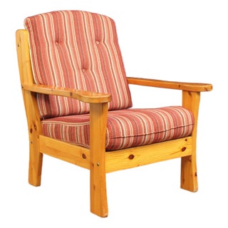 Vintage Scandinavian Pine Lounge Chair For Sale