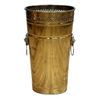 Vintage Pierced Brass Umbrella Stand or Waste Bin For Sale