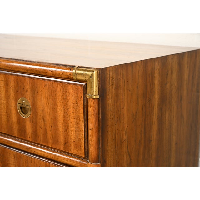 Drexel Heritage Mid-Century Modern Hollywood Regency Campaign Walnut Dresser or Credenza, 1970s For Sale - Image 9 of 16