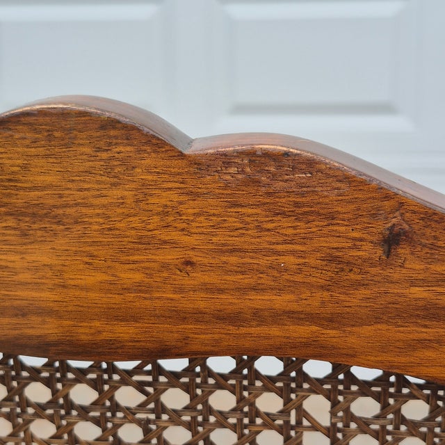 Late 20th Century Louis XV Carved Walnut Cane Back Arm Chairs Fauteuils, a Pair For Sale - Image 14 of 18