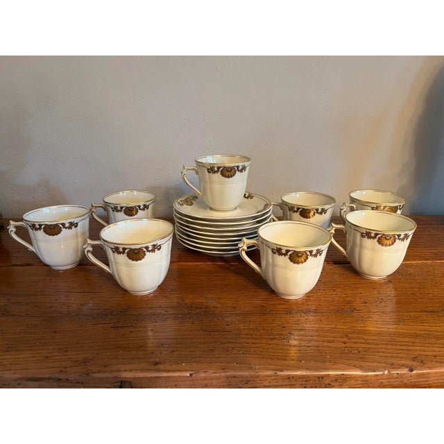 Ceramic 1980s Bernardaud Limoges Porcelain Ventadour Pattern Cups and Saucers Set- 16 Pieces For Sale - Image 7 of 7