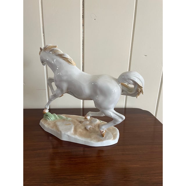 Ceramic Mid 20th Century Wien Austria Porcelain Stallion Sculpture For Sale - Image 7 of 8