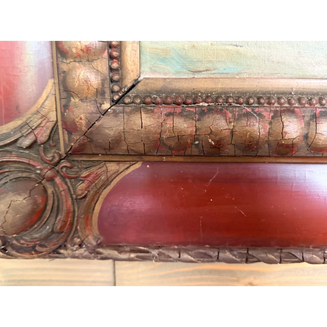 Signed 1920 Antique Maritime Sailboat Oil Painting in Ornate Painted Frame For Sale - Image 10 of 18