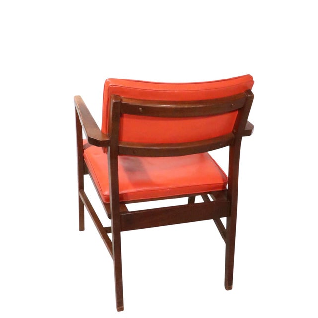 Mid-Century Modern Mid 20th Century Orange Vinyl Seat Arm Chair For Sale - Image 3 of 10